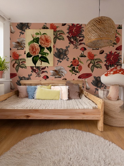 Shrooms Wallpaper, peach and red - Tampa Home & Garden Store
