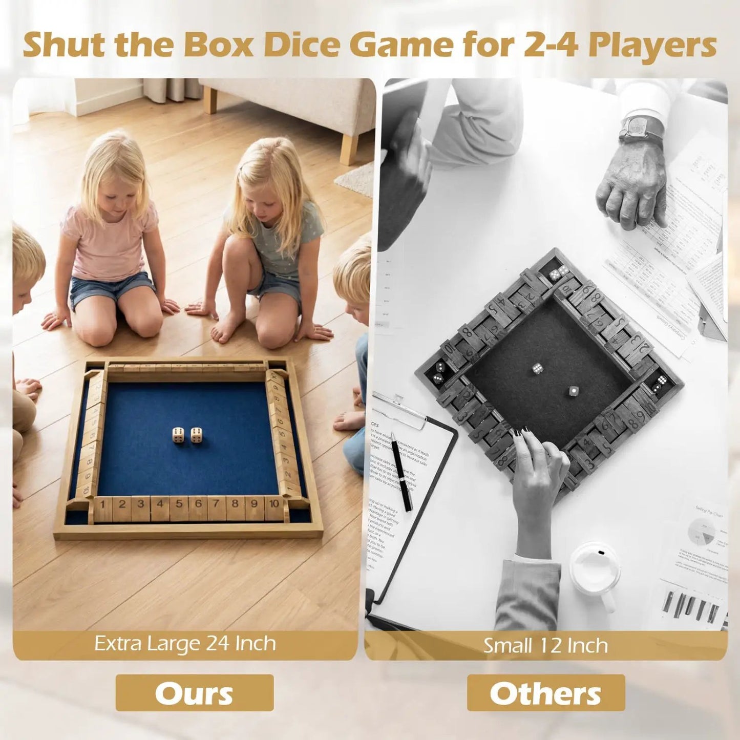 24 Inch Shut the Box Game for Two Players