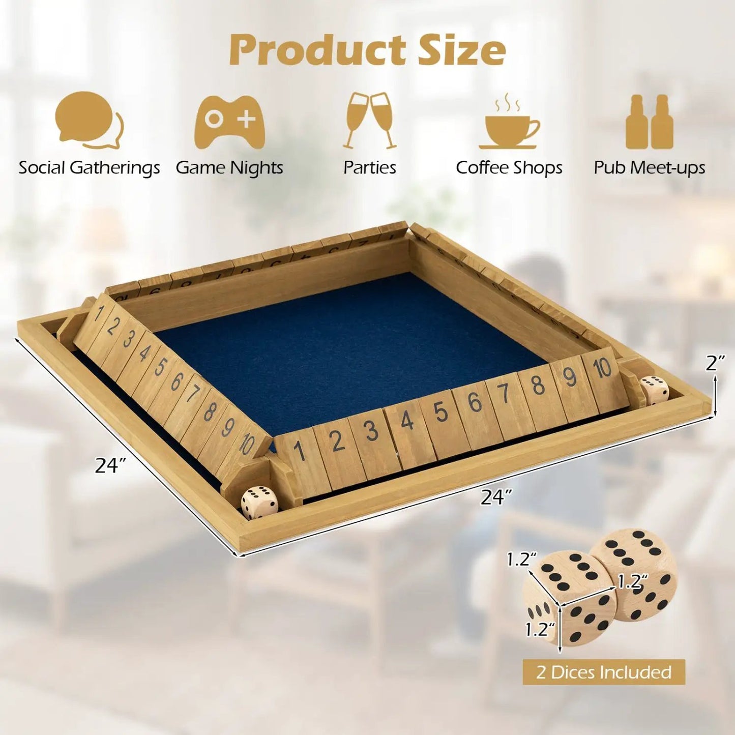 24 Inch Shut the Box Game for Two Players
