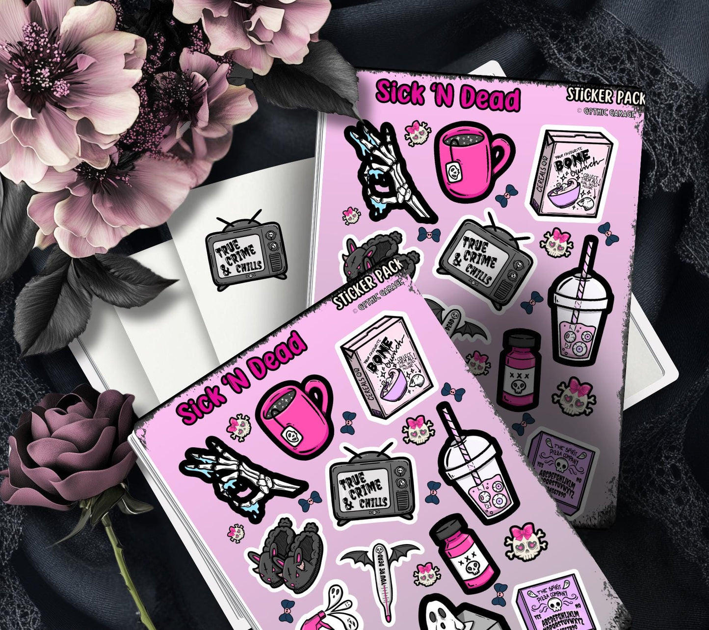 Sick ‘N Dead Gothic Pastel Sticker Sheets for Collecting and Scrapbooking - High-Quality, Vibrant Designs, Perfect Budget Friendly Gifts - Tampa Home & Garden Store