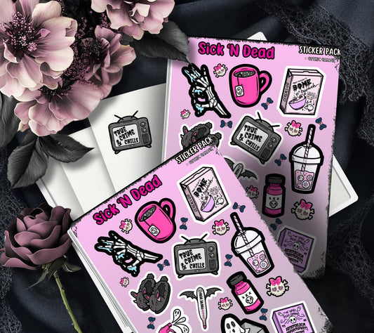 Sick ‘N Dead Gothic Pastel Sticker Sheets for Collecting and Scrapbooking - High-Quality, Vibrant Designs, Perfect Budget Friendly Gifts - Tampa Home & Garden Store