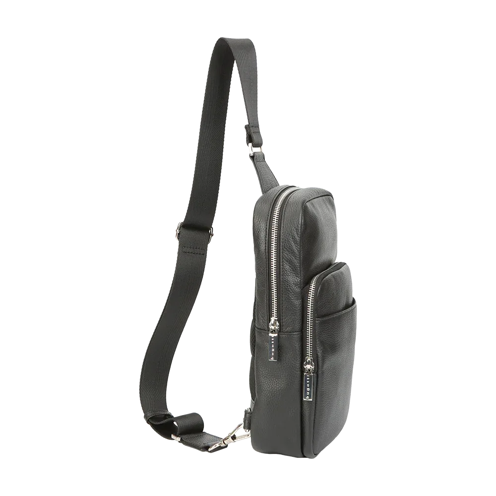 Sac bandoulière en cuir pleine fleur grainé noir pour homme – Voyage et usage quotidien