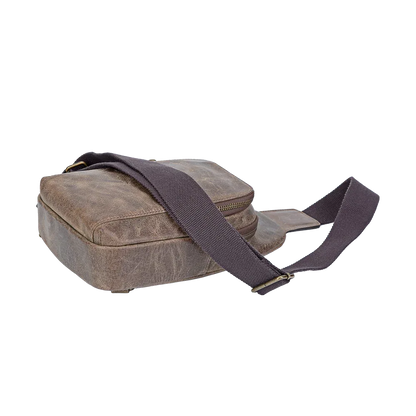 Crazy Horse Leather Sling Bag Small Version – Brown Full-Grain Crossbody for Men