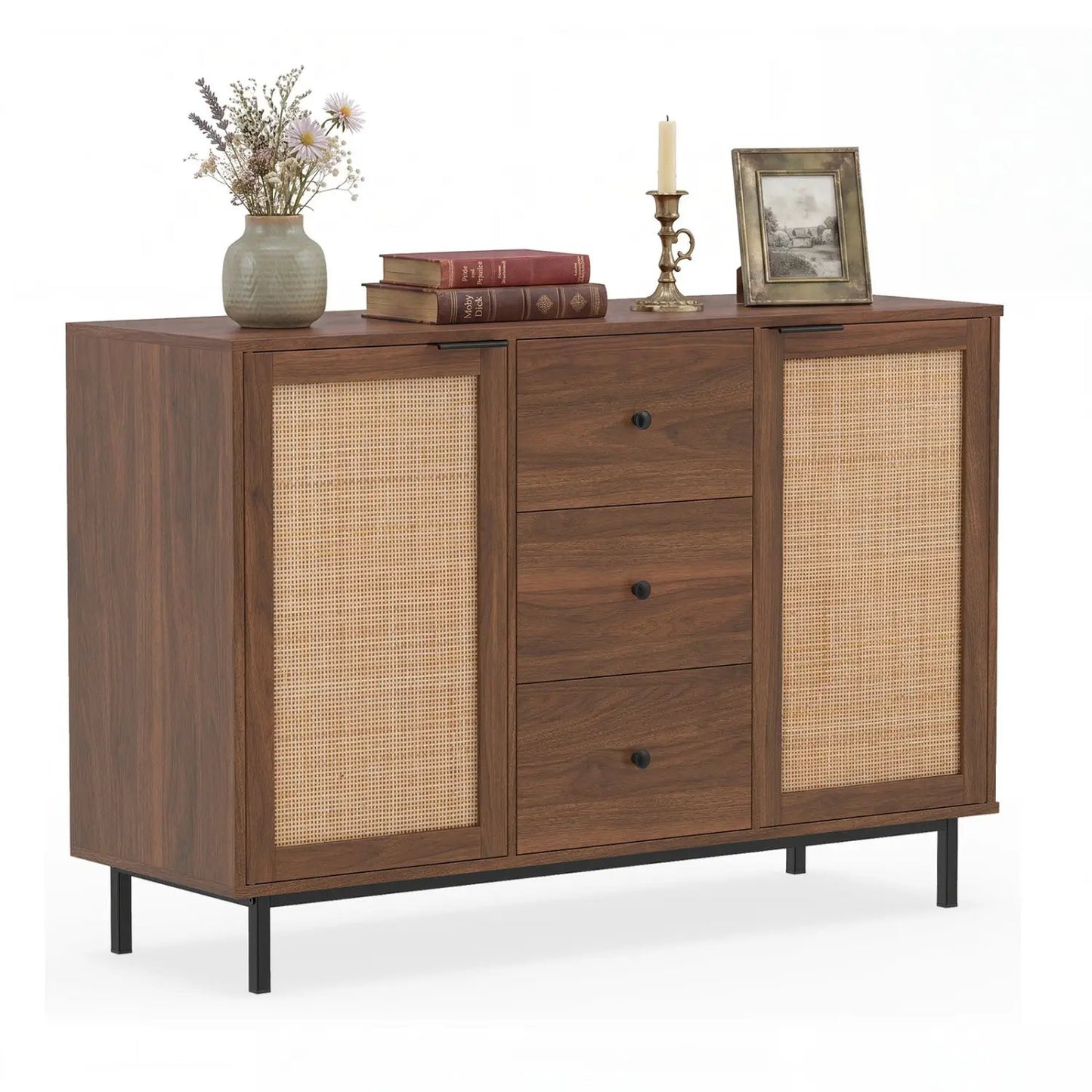 Sideboard Buffet Cabinet with Rattan Doors