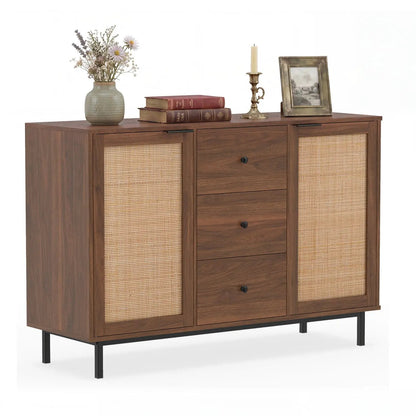 Sideboard Buffet Cabinet with Rattan Doors