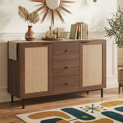 Sideboard Buffet Cabinet with Rattan Doors