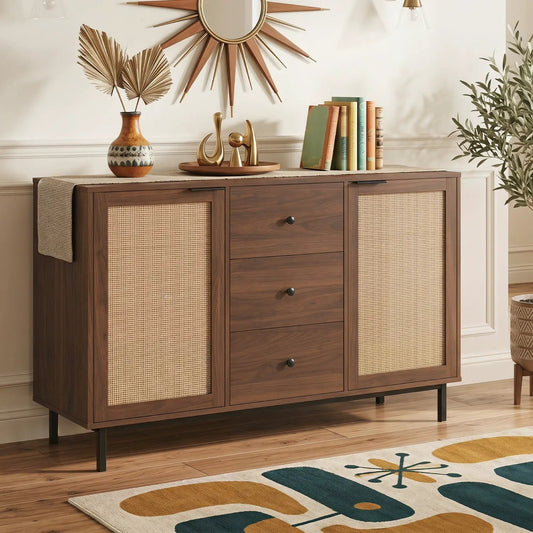Sideboard Buffet Cabinet with Rattan Doors