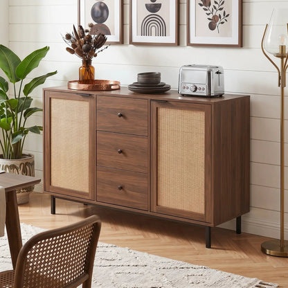 Sideboard Buffet Cabinet with Rattan Doors