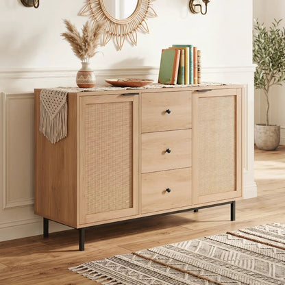 Sideboard Buffet Cabinet with Rattan Doors