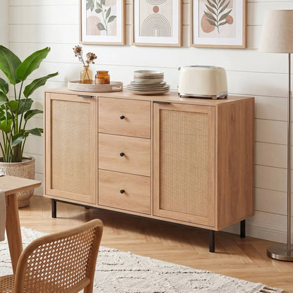 Sideboard Buffet Cabinet with Rattan Doors