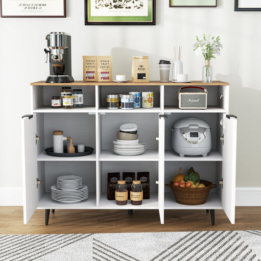 Mueble aparador bufet de cocina con estantes ajustables en 5 posiciones - Blanco