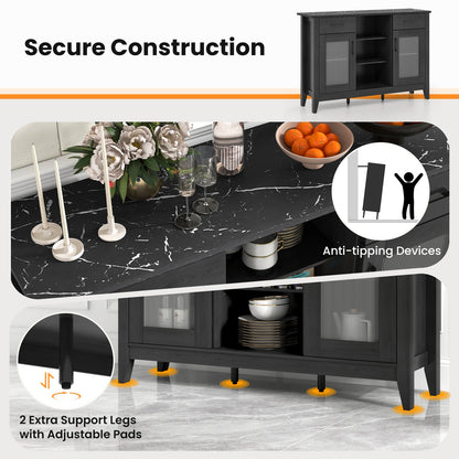 Sideboard Buffet Cabinet with 2 Drawers and 4 Adjustable Shelves-Black