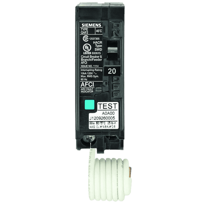 Siemens QA120AFC 20 Amp 1 in. Single-Pole 120-Volt Plug-On Combination AFCI Circuit Breaker - Tampa soil911.com