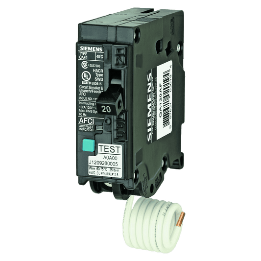 Siemens QA120AFC 20 Amp 1 in. Single-Pole 120-Volt Plug-On Combination AFCI Circuit Breaker - Tampa Home & Garden Store