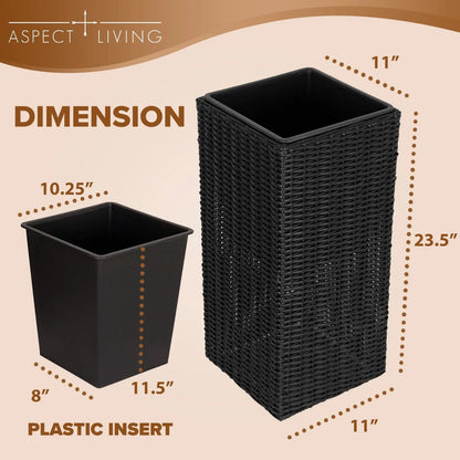 Sierra Square Wicker Planters 2-piece set in black by Fire Sense on Tampa Home & Garden Store