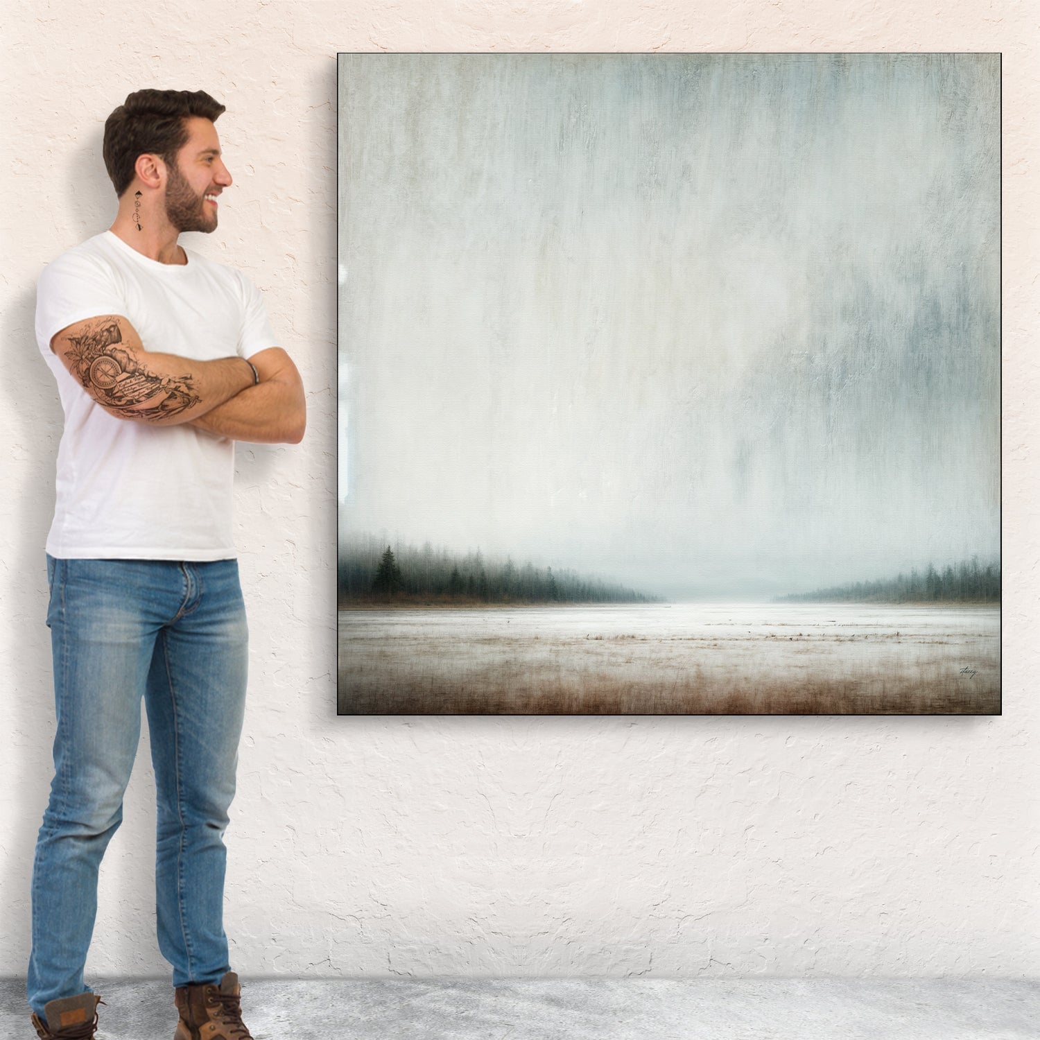 Canvas Print Silent Expanse by Tailored Canvases, 1 framed misty landscape in blue-gray tones on Tampa Home & Garden Store
