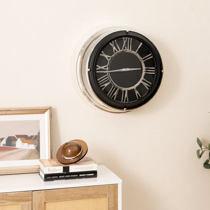Reloj de Pared Silencioso de 13.5/17.5 Pulgadas con Marco Plateado-L