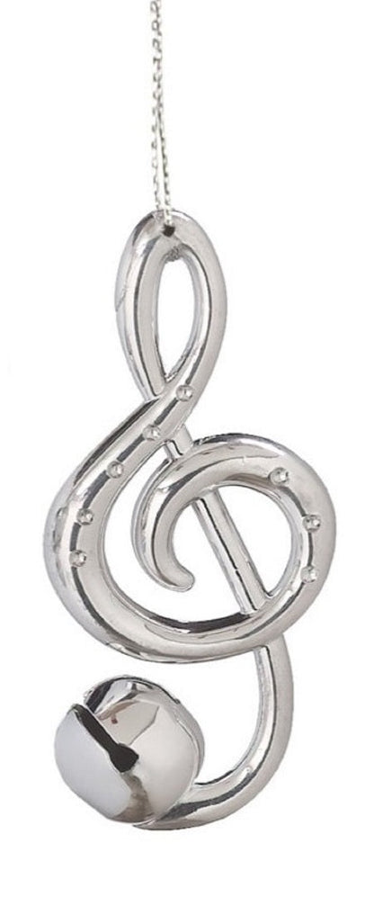 Silver Bell Musical Note Ornament - Cleff - Tampa Home & Garden Store