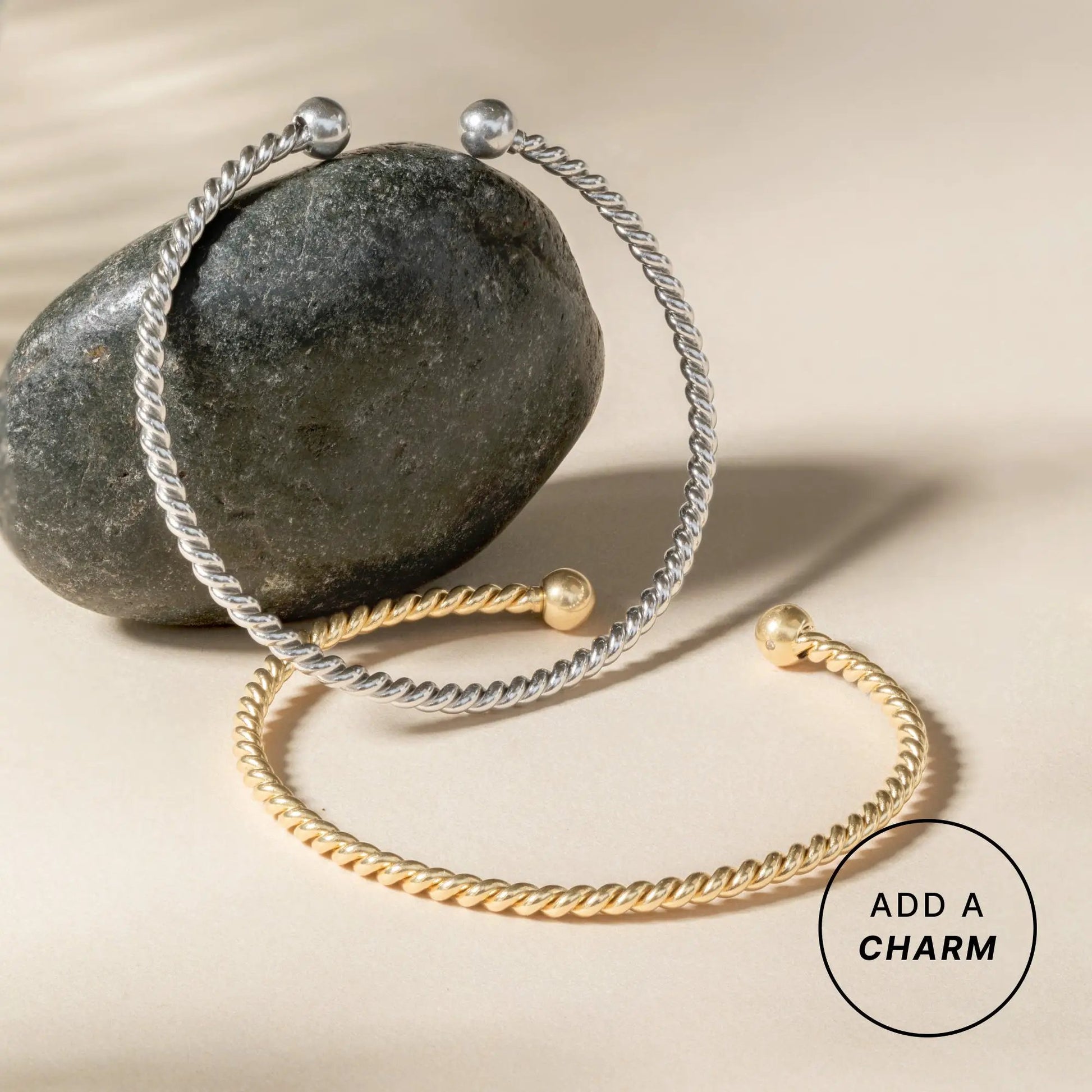 Alex and Ani French Rope Charm Bracelet Cuff two-tone silver and gold twisted rope bracelets on Tampa Home & Garden Store