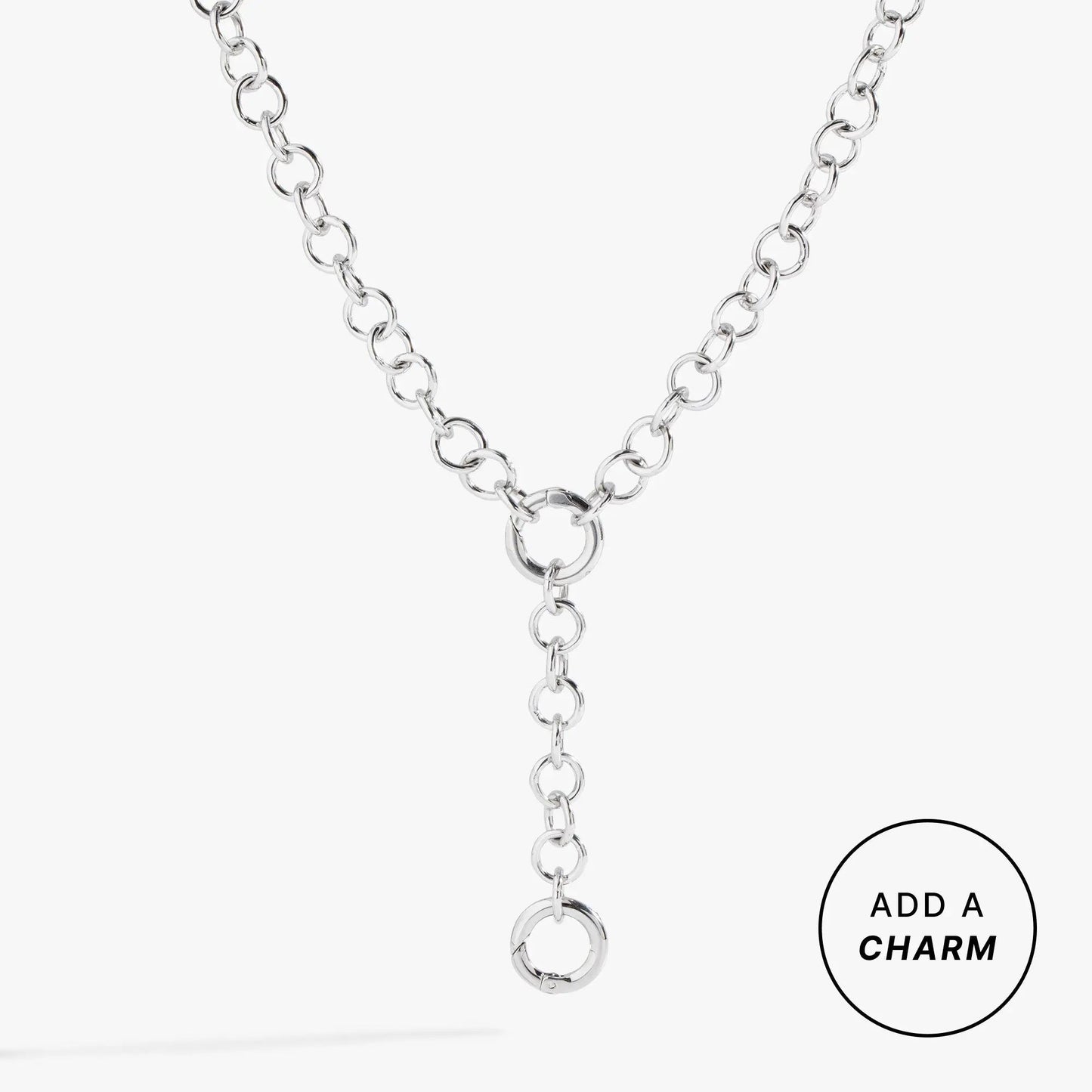 Y Necklace Interchangeable Base by ALEX AND ANI, silver-tone chain with circular links on Tampa Home & Garden Store