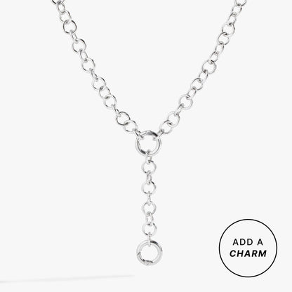 Y Necklace Interchangeable Base by ALEX AND ANI, silver-tone chain with circular links on Tampa Home & Garden Store