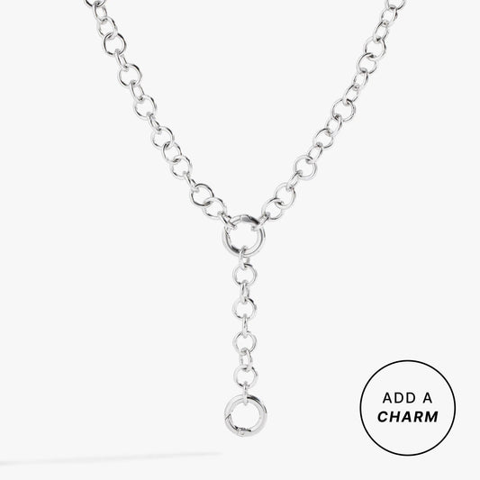 Y Necklace Interchangeable Base by ALEX AND ANI, silver-tone chain with circular links on Tampa Home & Garden Store