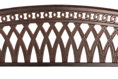 Simone cast aluminum outdoor bench copper finish with scrollwork Fire Sense Balkene Home on Tampa Home & Garden Store
