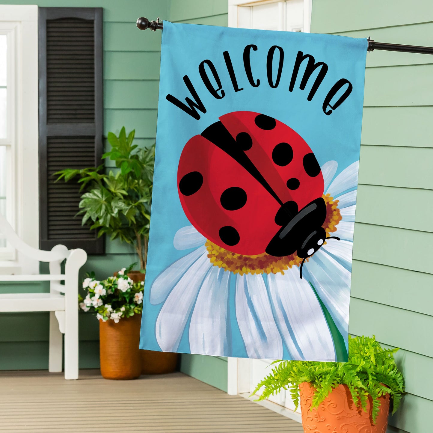 Simple Life Ladybug Burlap House Flag - Tampa Home & Garden Store