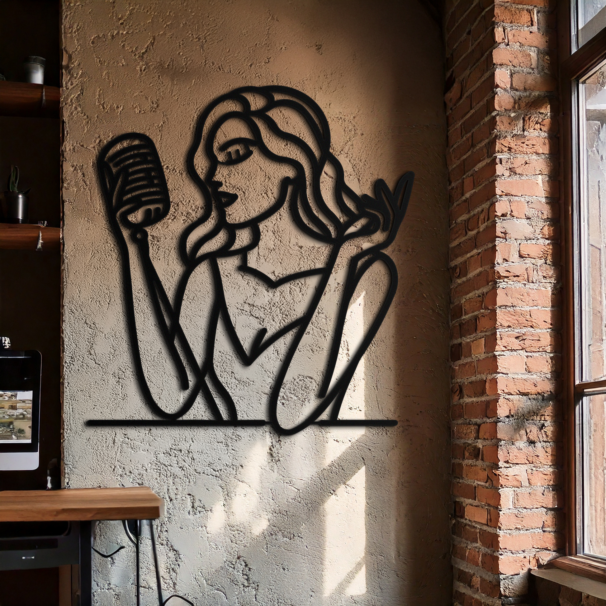 Singing Woman Metal Wall Art – Modern Female Vocalist Silhouette- KAF367 - Tampa Home & Garden Store