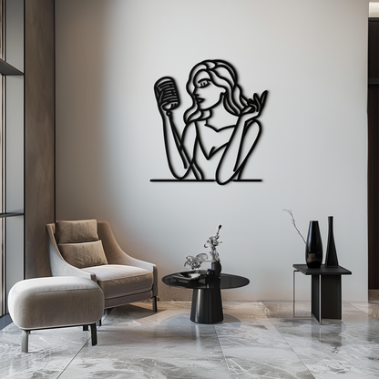 Singing Woman Metal Wall Art – Modern Female Vocalist Silhouette- KAF367 - Tampa Home & Garden Store