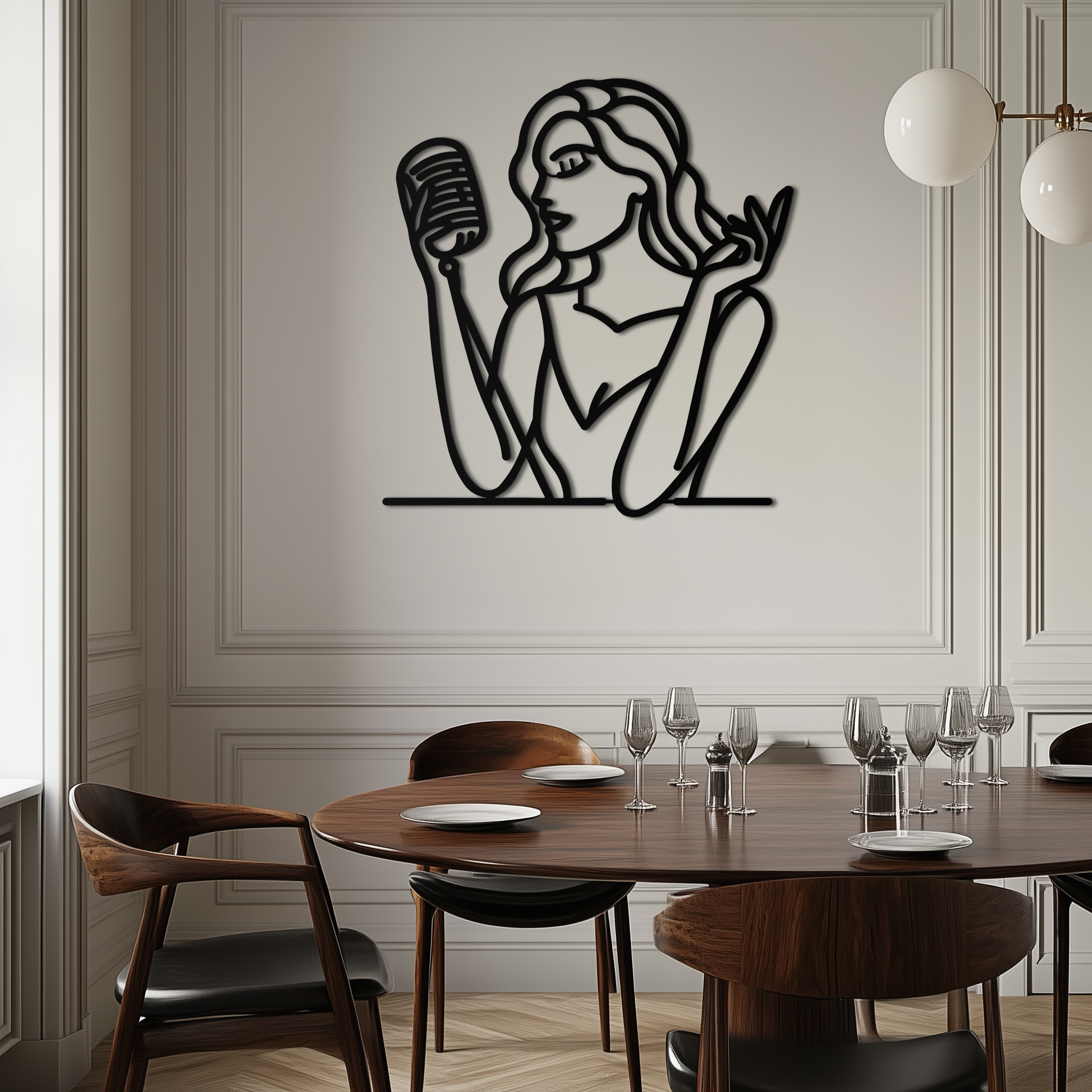 Singing Woman Metal Wall Art – Modern Female Vocalist Silhouette- KAF367 - Tampa Home & Garden Store