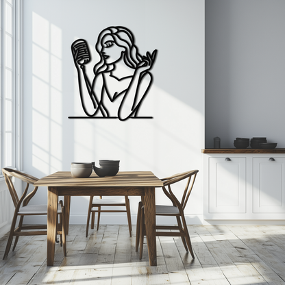Singing Woman Metal Wall Art – Modern Female Vocalist Silhouette- KAF367 - Tampa Home & Garden Store