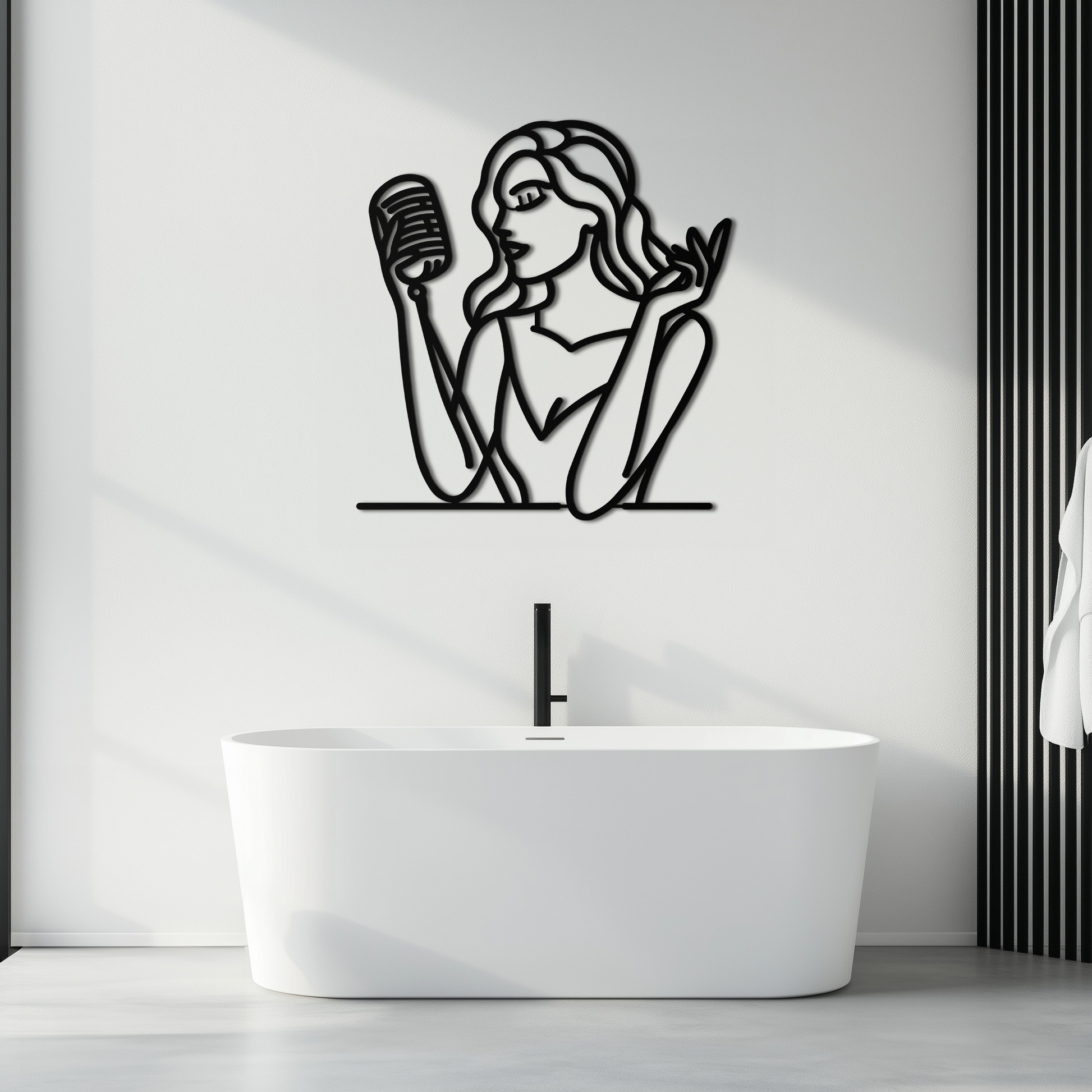 Singing Woman Metal Wall Art – Modern Female Vocalist Silhouette- KAF367 - Tampa Home & Garden Store