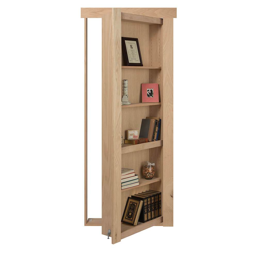 Single Flush Mount Oak Hidden Bookcase Door - Tampa Home & Garden Store