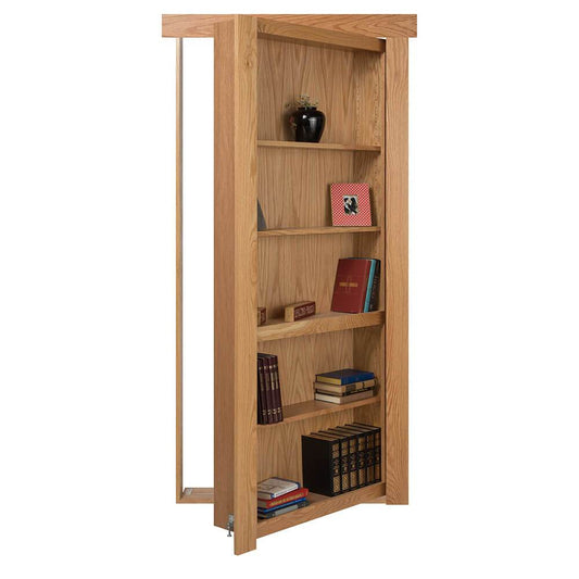 Single Flush Mount Oak Hidden Bookcase Door - Tampa Home & Garden Store