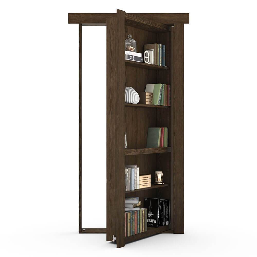 Single Flush Mount Oak Hidden Bookcase Door - Tampa Home & Garden Store