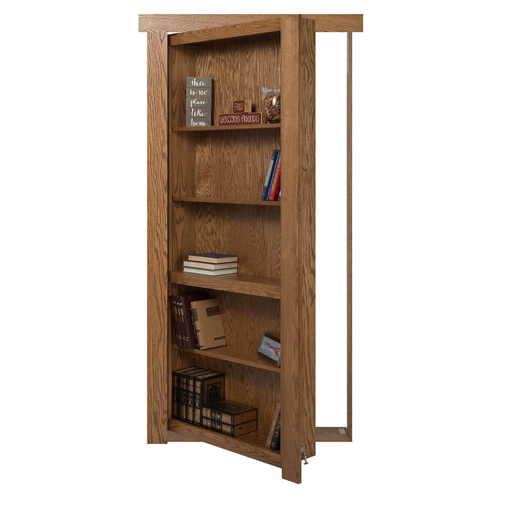 Single Flush Mount Oak Hidden Bookcase Door - Tampa Home & Garden Store