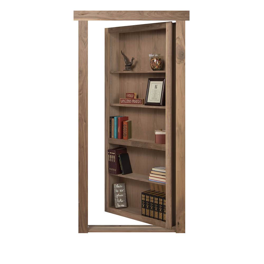 Single Flush Mount Walnut Hidden Bookcase Door - Tampa Home & Garden Store
