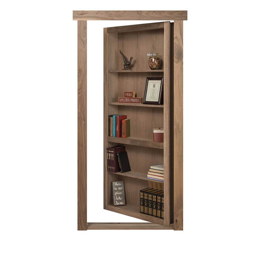 Single Flush Mount Walnut Hidden Bookcase Door - Tampa Home & Garden Store