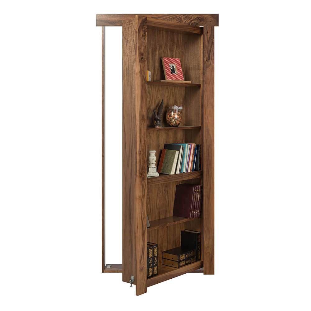 Single Flush Mount Walnut Hidden Bookcase Door - Tampa Home & Garden Store