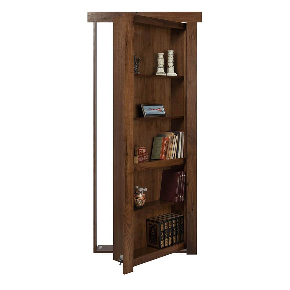 Single Flush Mount Walnut Hidden Bookcase Door - Tampa Home & Garden Store