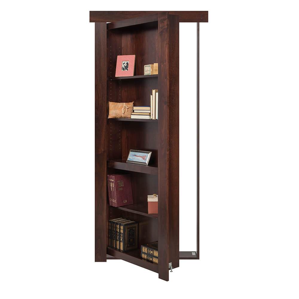 Single Flush Mount Walnut Hidden Bookcase Door - Tampa Home & Garden Store