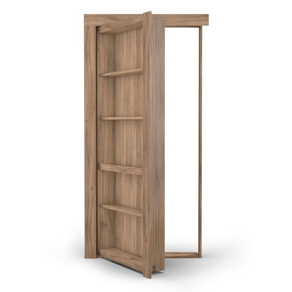Single Flush Mount Walnut Hidden Bookcase Door - Tampa Home & Garden Store