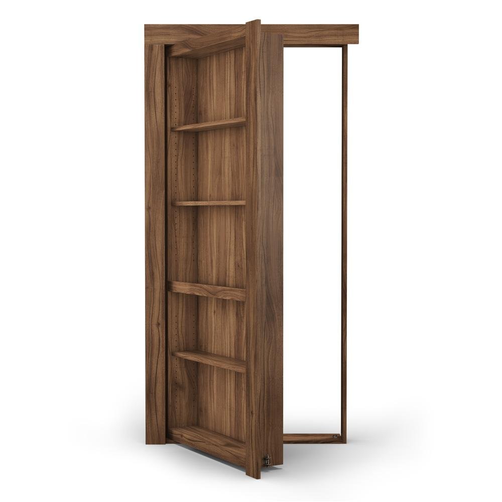 Single Flush Mount Walnut Hidden Bookcase Door - Tampa Home & Garden Store