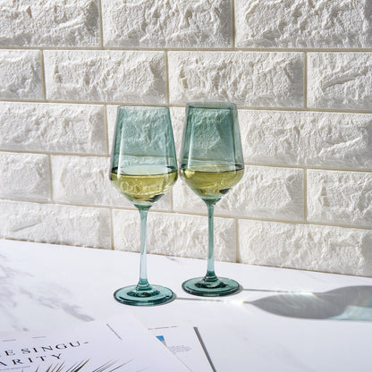 Forest Green Tonal Wine Glasses A Set of Two