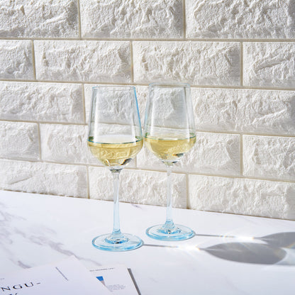 Monet Blue Stemmed Wine Glasses Set of Two