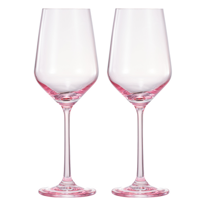 Monet Magenta Stemmed Wine Glassware Set of 2