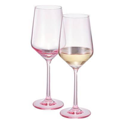 Monet Magenta Stemmed Wine Glassware Set of 2
