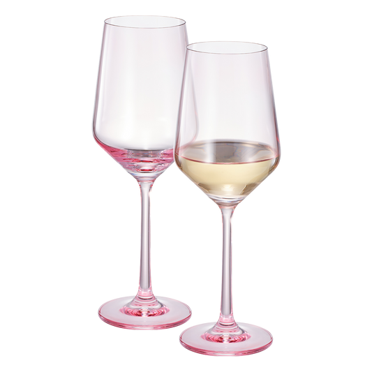 Monet Magenta Stemmed Wine Glassware Set of 2