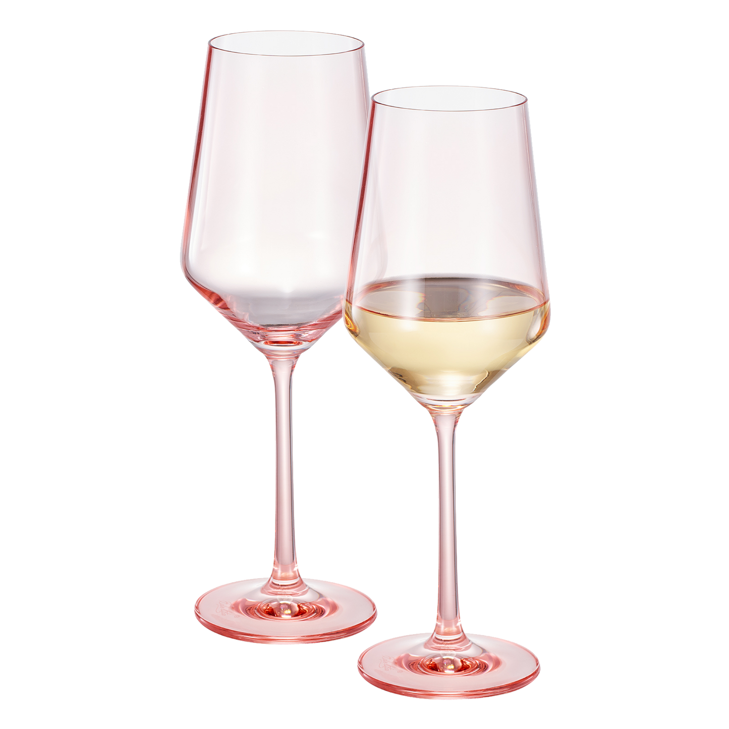 Monet Pink Stemmed Wine Glasses Set of Two